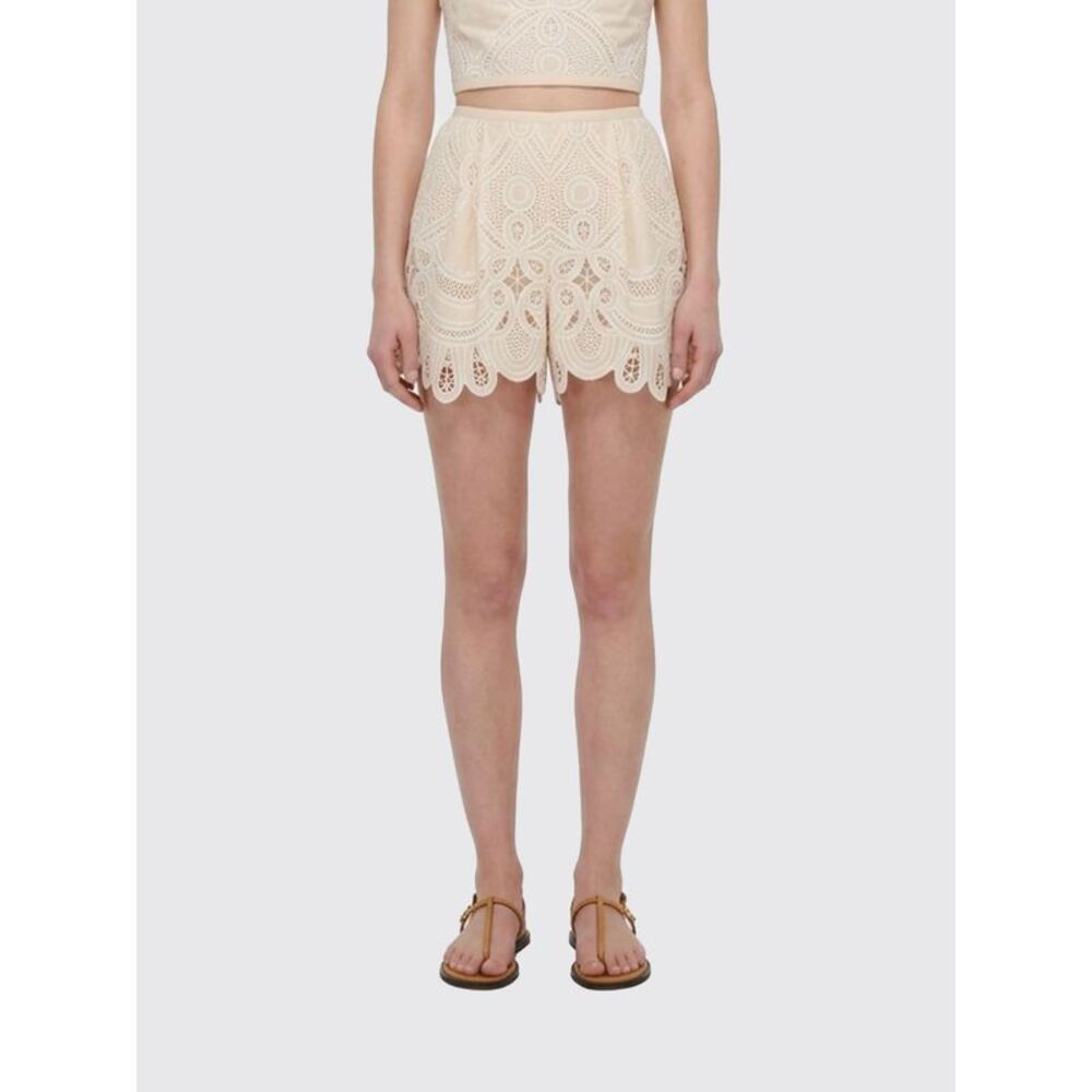 Elie Saab Women Elie Saab High-Waisted Pleated Macrame Lace Shorts